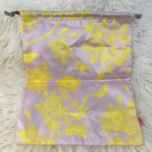 Ipsy Refreshments Glam Bag Large Purple Yellow Floral Drawstring Cosmetic Bag